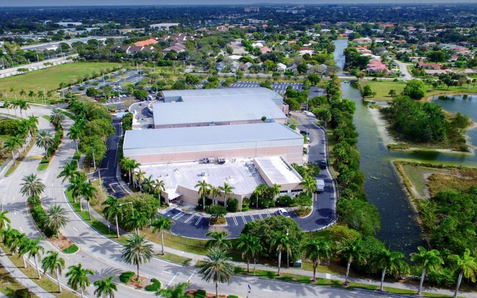 Aerial view of the Florida Panthers Ice Den in Coral Springs, Florida.