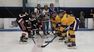 Two teams face off for the opening puck drop at the CCM World Invite Chicago.