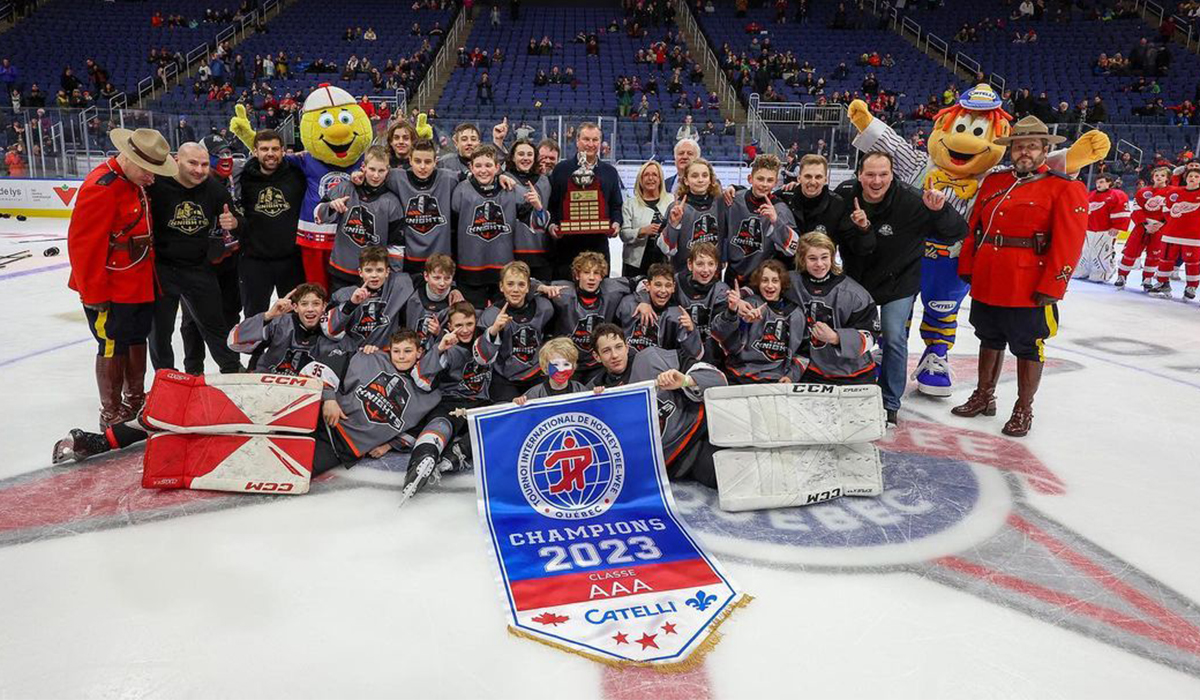 2010-born Czechia youth hockey team Czech Knights celebrate winning the 63rd Quebec International Pee-Wee Hockey Tournament for the third time.