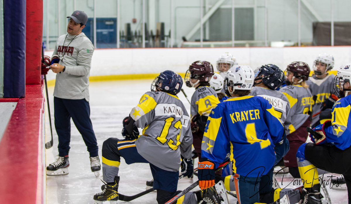 Sixty Hockey Development Camp players get on ice instruction.